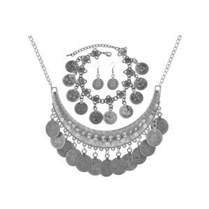 Modpide Gypsy Jewelry Set Gypsy Costume for Women Gold Coins Necklace Earrings B